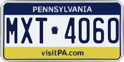 PA license plate MXT4060