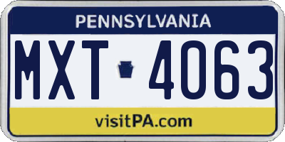 PA license plate MXT4063
