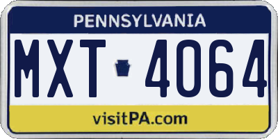 PA license plate MXT4064
