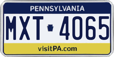 PA license plate MXT4065