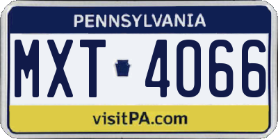 PA license plate MXT4066