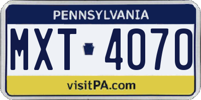 PA license plate MXT4070