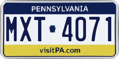PA license plate MXT4071