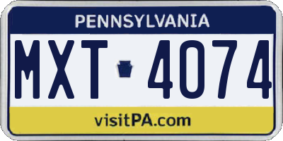 PA license plate MXT4074