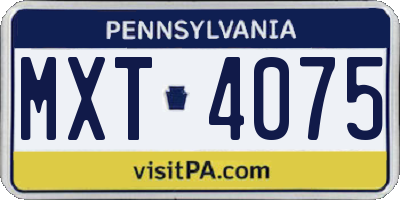 PA license plate MXT4075