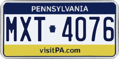 PA license plate MXT4076