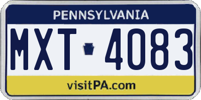 PA license plate MXT4083