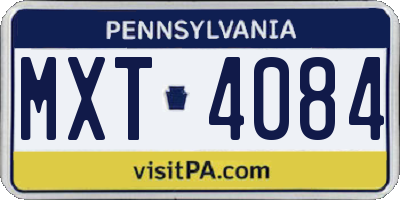 PA license plate MXT4084