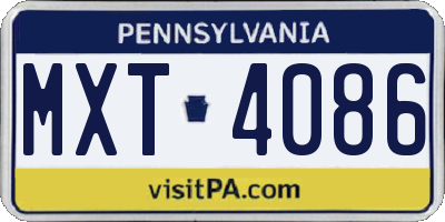 PA license plate MXT4086