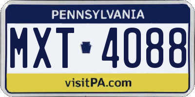 PA license plate MXT4088