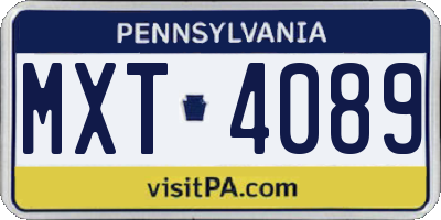 PA license plate MXT4089