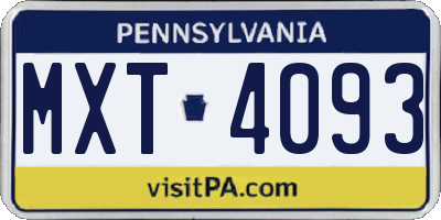 PA license plate MXT4093