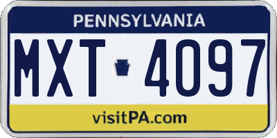 PA license plate MXT4097