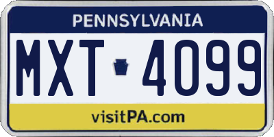 PA license plate MXT4099