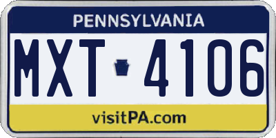 PA license plate MXT4106