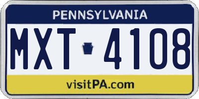 PA license plate MXT4108
