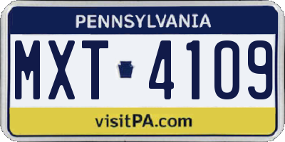 PA license plate MXT4109
