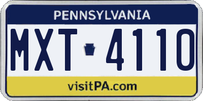 PA license plate MXT4110