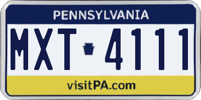 PA license plate MXT4111