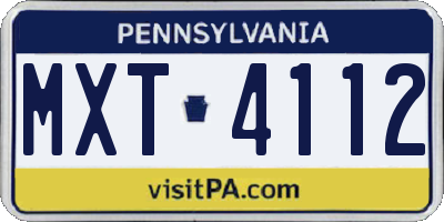 PA license plate MXT4112