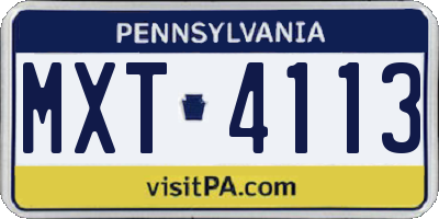 PA license plate MXT4113