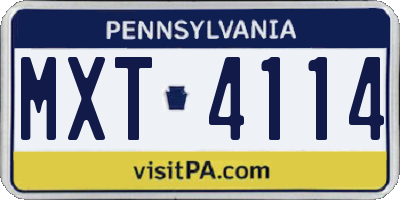 PA license plate MXT4114