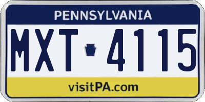 PA license plate MXT4115