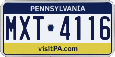 PA license plate MXT4116