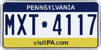 PA license plate MXT4117