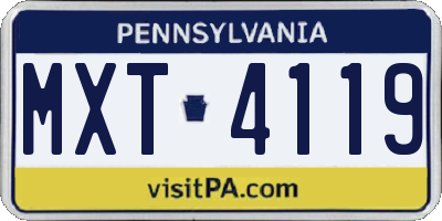 PA license plate MXT4119
