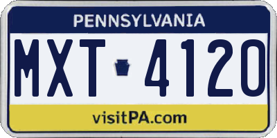 PA license plate MXT4120