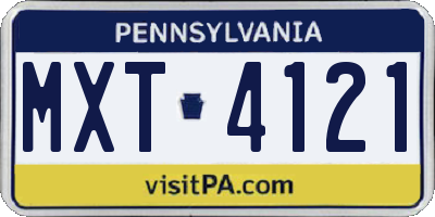 PA license plate MXT4121