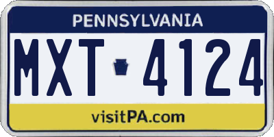 PA license plate MXT4124