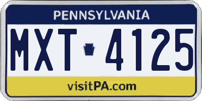 PA license plate MXT4125