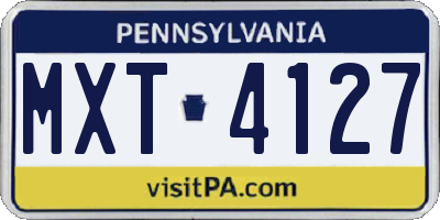 PA license plate MXT4127