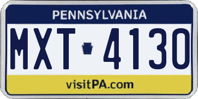 PA license plate MXT4130