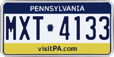 PA license plate MXT4133