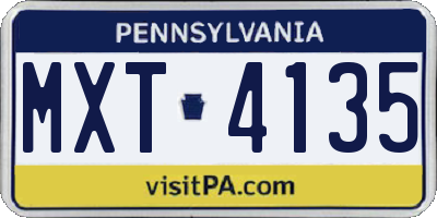 PA license plate MXT4135