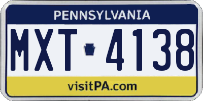 PA license plate MXT4138