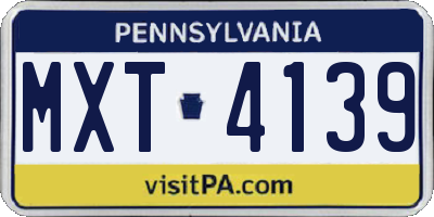 PA license plate MXT4139