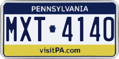 PA license plate MXT4140