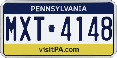 PA license plate MXT4148