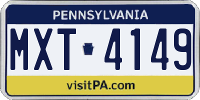 PA license plate MXT4149