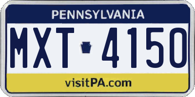 PA license plate MXT4150