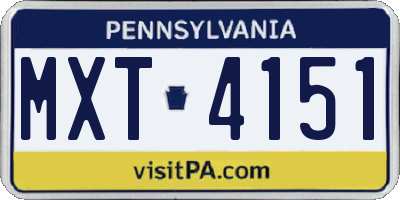 PA license plate MXT4151