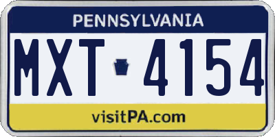 PA license plate MXT4154