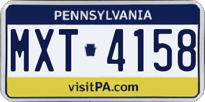 PA license plate MXT4158