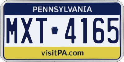 PA license plate MXT4165