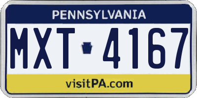PA license plate MXT4167