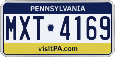 PA license plate MXT4169